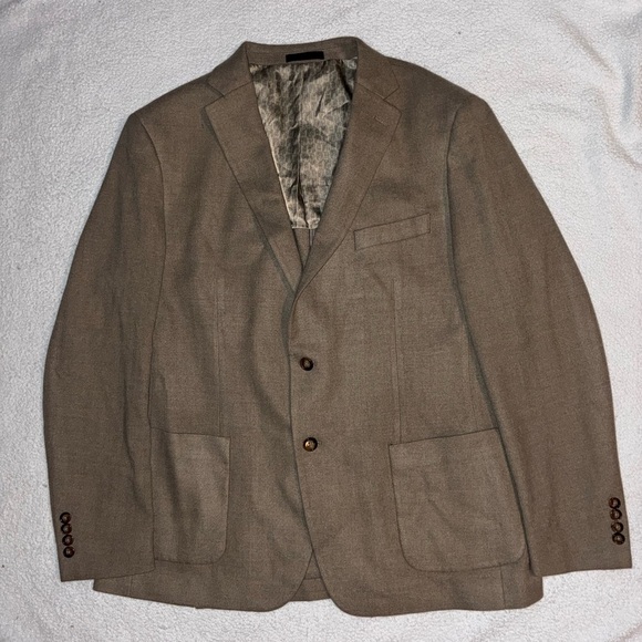 Lauren Ralph Black Label Blazer Sport Coat Mens 46R Tan Collegiate Academia EUC - Picture 1 of 11